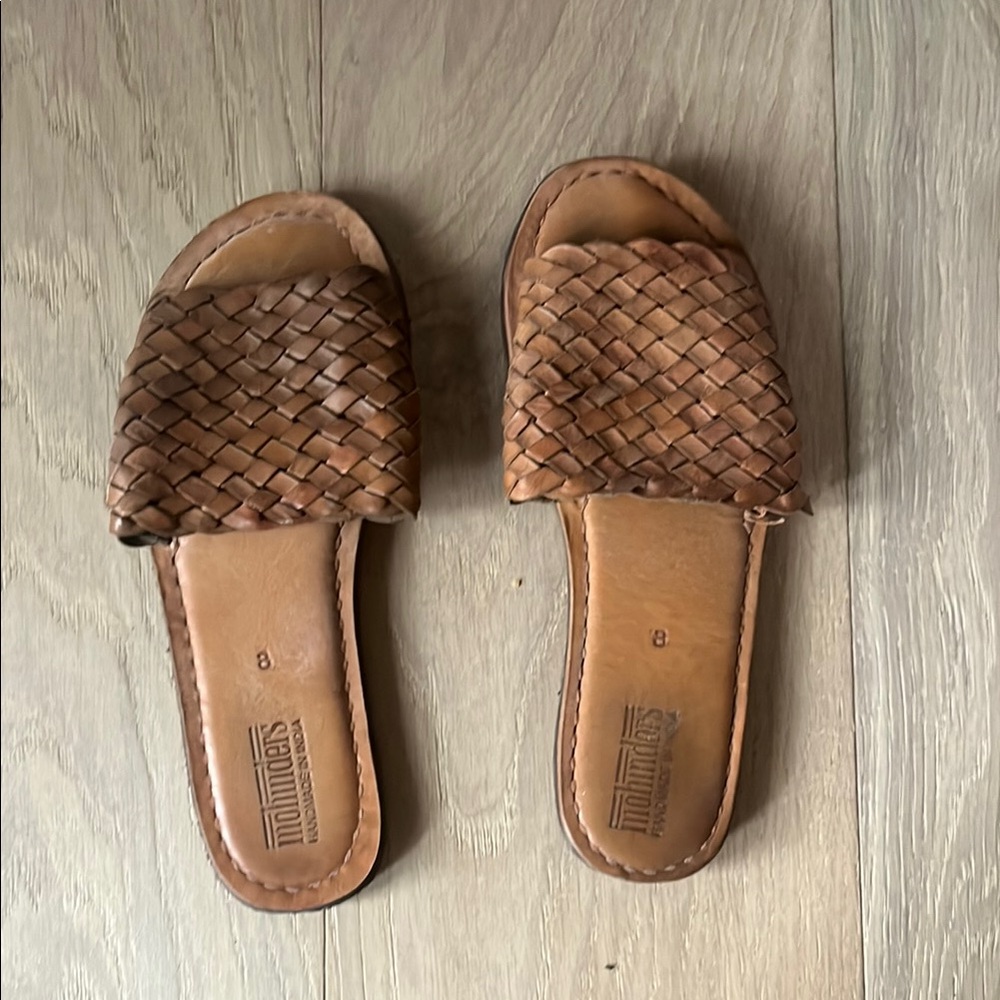 Stylish Tan Woven Slide Sandals